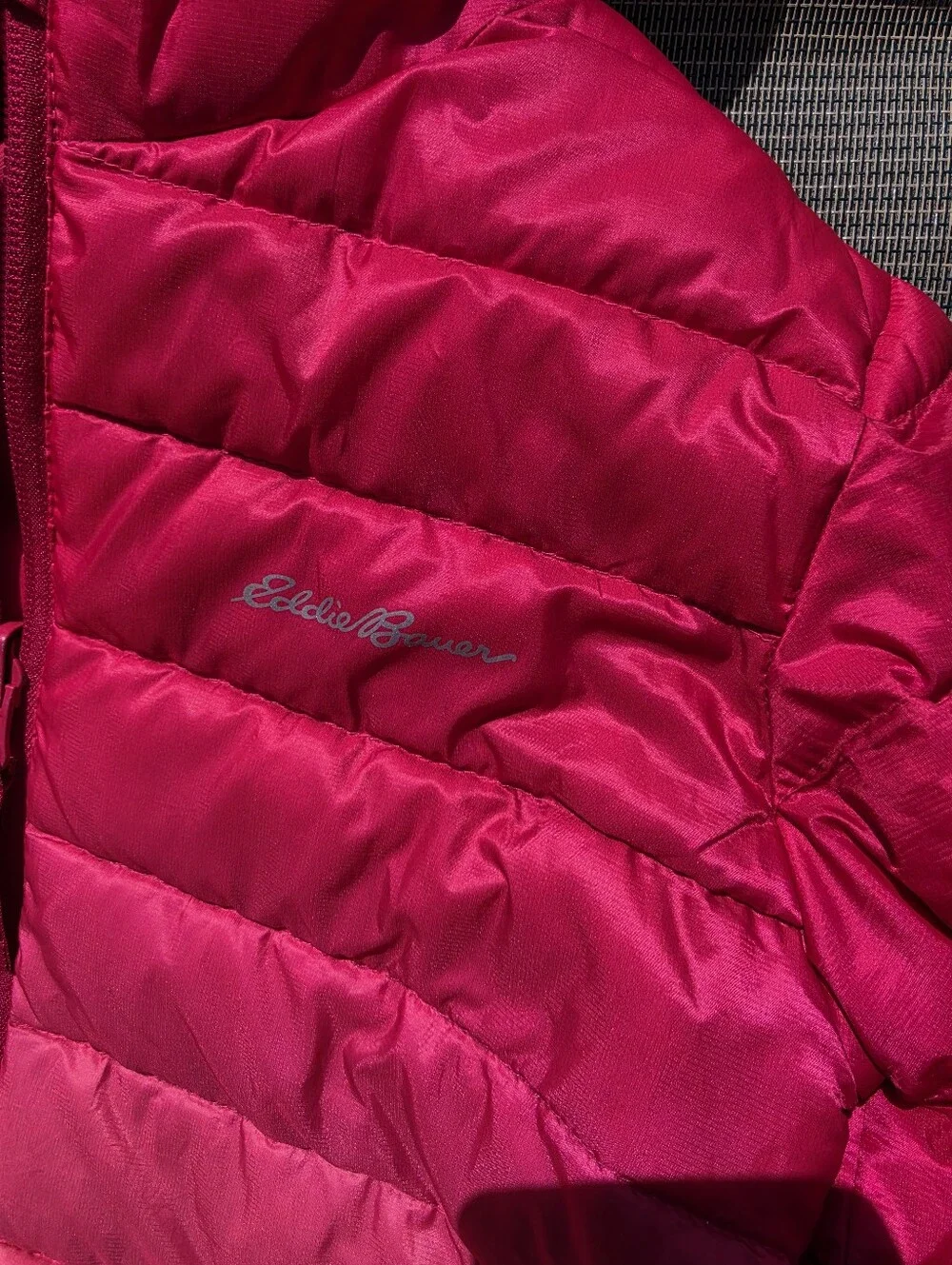 Eddie Bauer Girls Small 7/8 Pink Ombre Reversible Hooded Down Jacket
